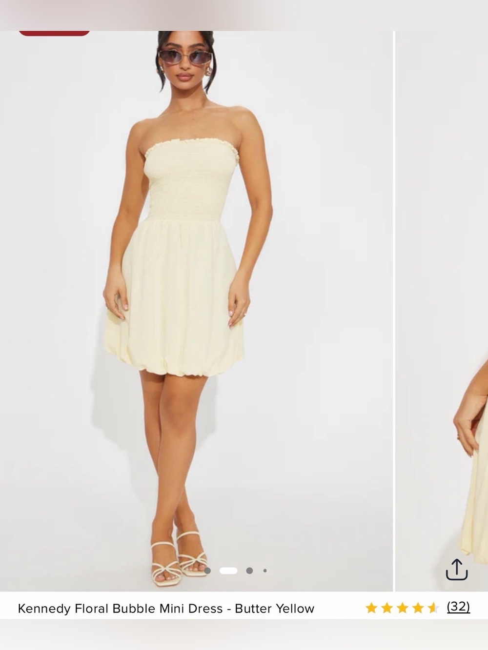 Fashion Nova Butter Yellow Strapless Bubble Mini Dress